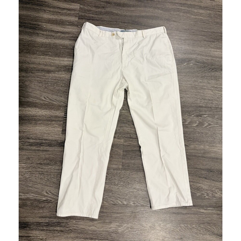 Peter Millar Men's White Beige Golf Pants 38x30 Flat Front Straight Leg Cotton